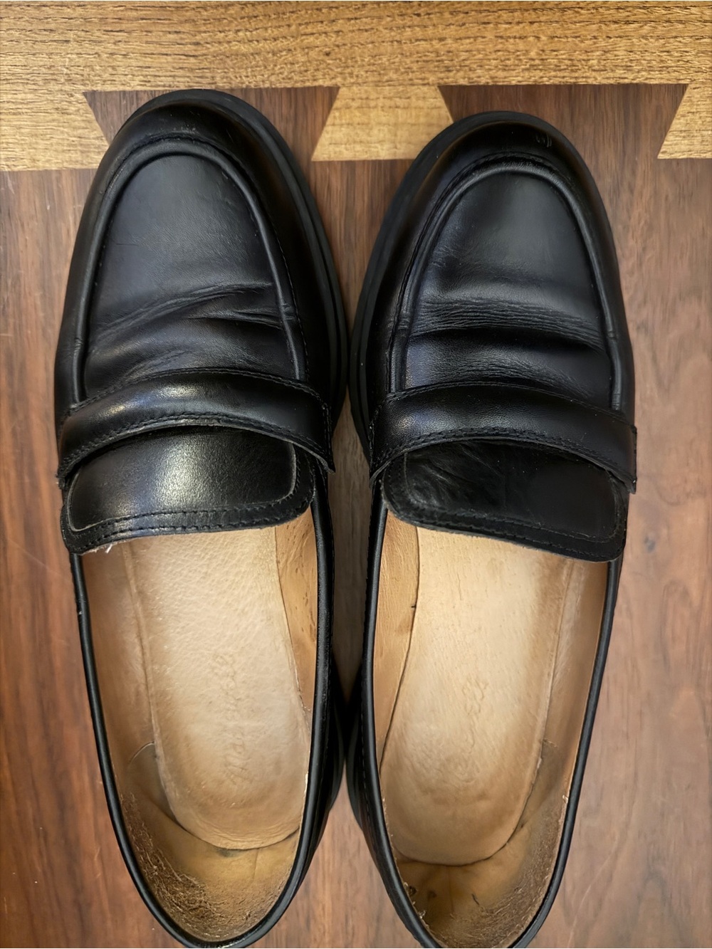 Madewell Black Leather Lug Sole Loafers (Women)